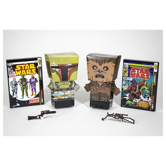 Pulp Heroes Snap Bots Pull Back Star Wars 3D Boba Fett and Chewbacca Action Figure Set, 6 Pieces