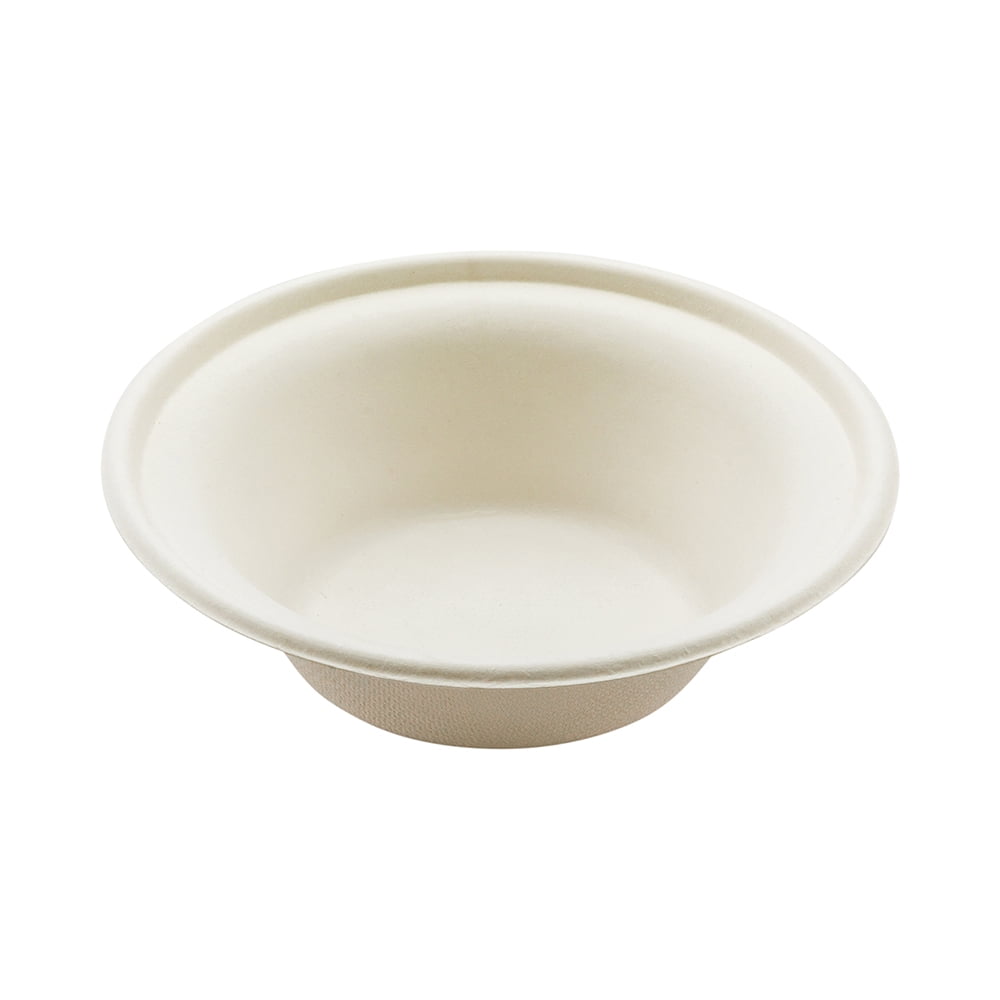 Pulp Safe No PFAS Added 18 oz Round White Sugarcane / Bagasse Salad Bowl -  6 1/4 x 6 1/4 x 1 3/4 - 100 count box