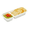 thumbnail image 1 of Pulp Tek 17 oz Rectangle White Sugarcane / Bagasse Catering Container - 2-Compartment - 9 1/4" x 3 3/4" x 1 3/4" - 100 count box, 1 of 3