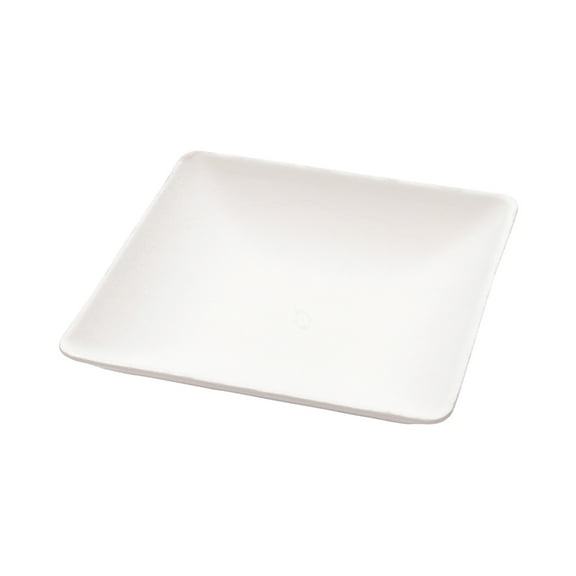 Pulp Tek Square White Sugarcane / Bagasse Mini Modern Plate - 2 1/2" x 2 1/2" - 100 count box