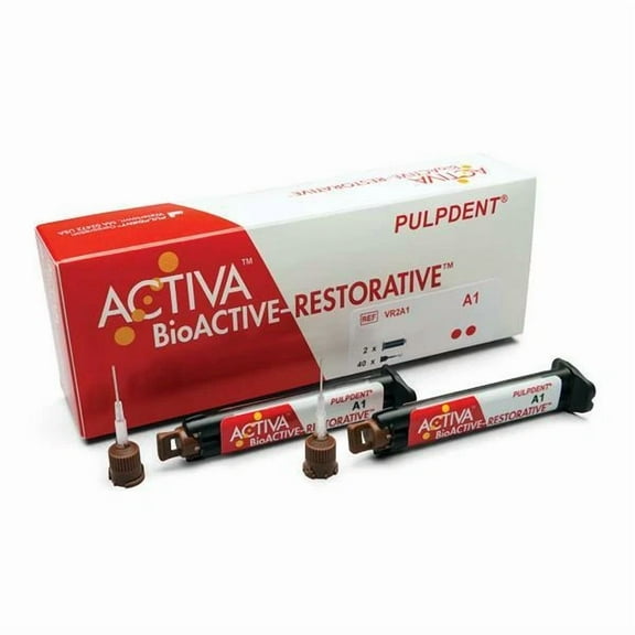 PulpDent ACTIVA BioACTIVE Restorative 2 x 8gm Refill Syringe with 40 Tips A1 Shade