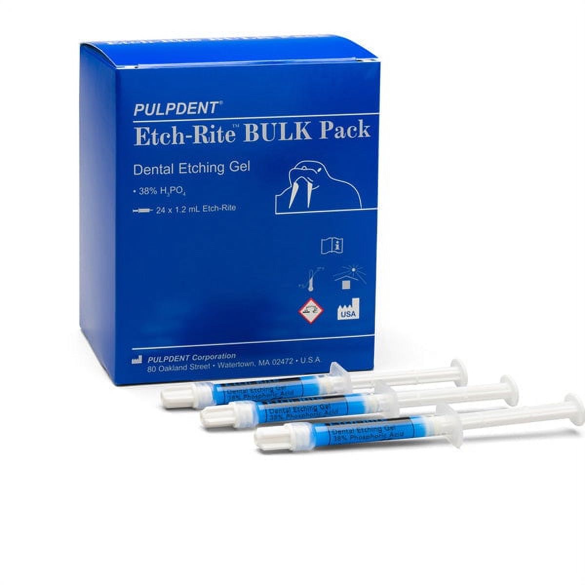 Pulpdent EtchRite 38 Phosphoric Acid Etching Gel Bulk Kit 24 x 1.2 ml syringes