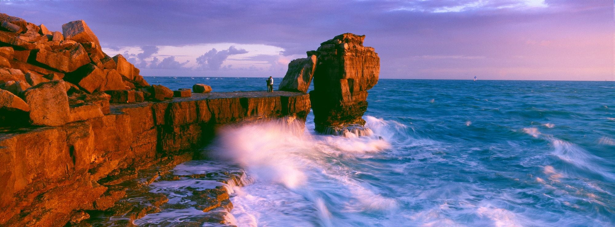 Pulpit Rock formations on the coast Portland Bill Dorset England Canvas Art - Panoramic Images (36 x 12)