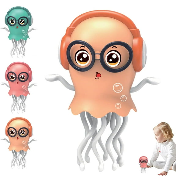 Pulpo Bailarn Para Bebes, Pulpo Bailarina Para Nios,Pulpo Bailador, Magical Dancing Octopus Toy, Electric Crawling Squid Crawling Toy with Lights and Music-Boy Girl Gifts (Yellow)