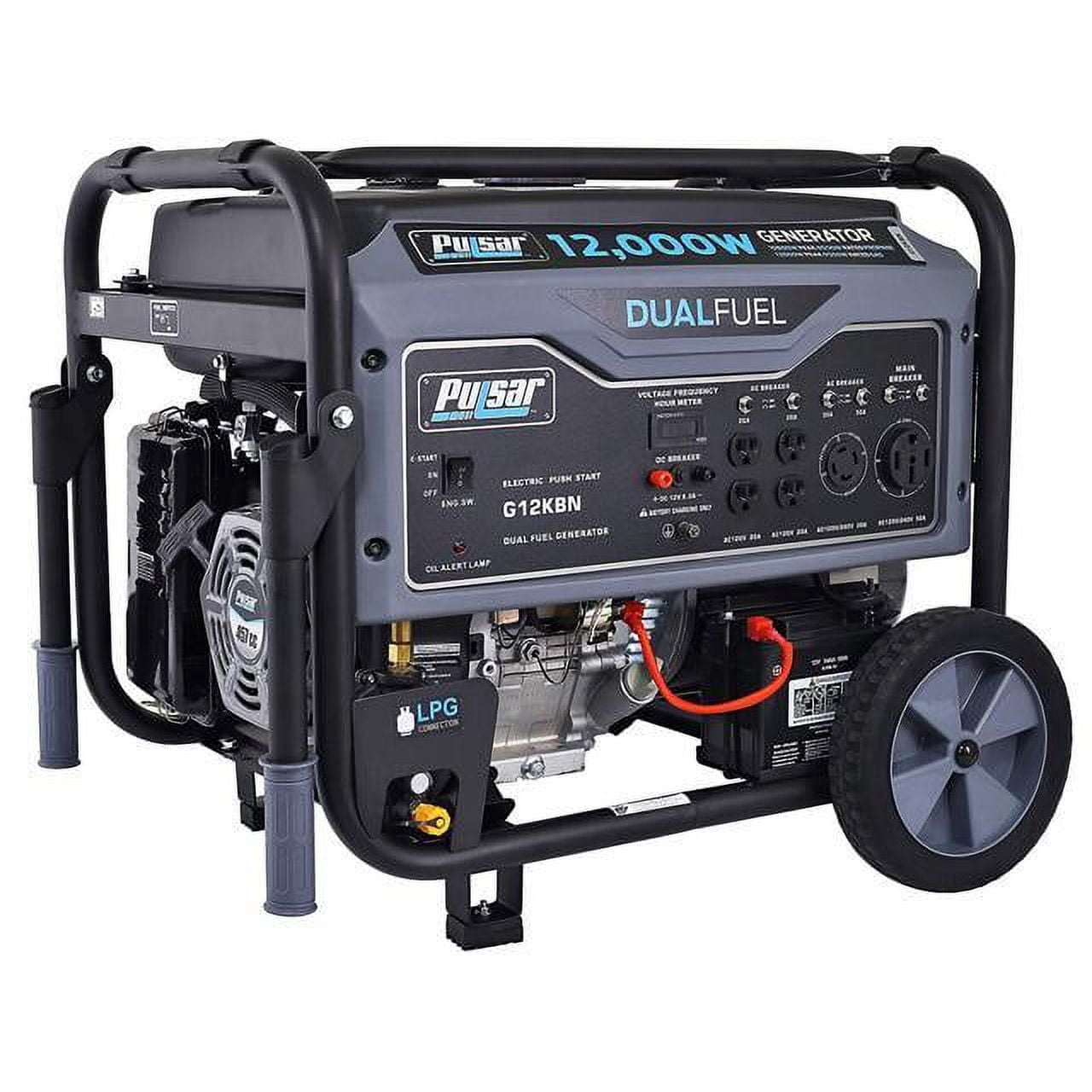 Pulsar 12,000W Dual Fuel Portable Generator in Space Gray with Electric