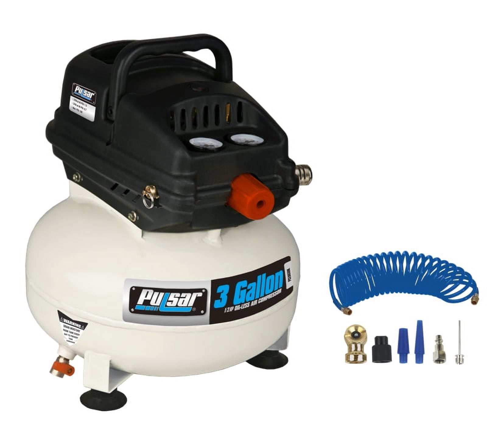 3 Gallon, 1/3 HP, 110 PSI Oil-Free Pancake Air Compressor