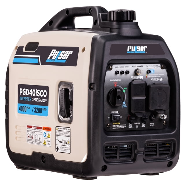 Pulsar 4000W Quiet Gas Inverter Generator with CO Sentry, Portable ...