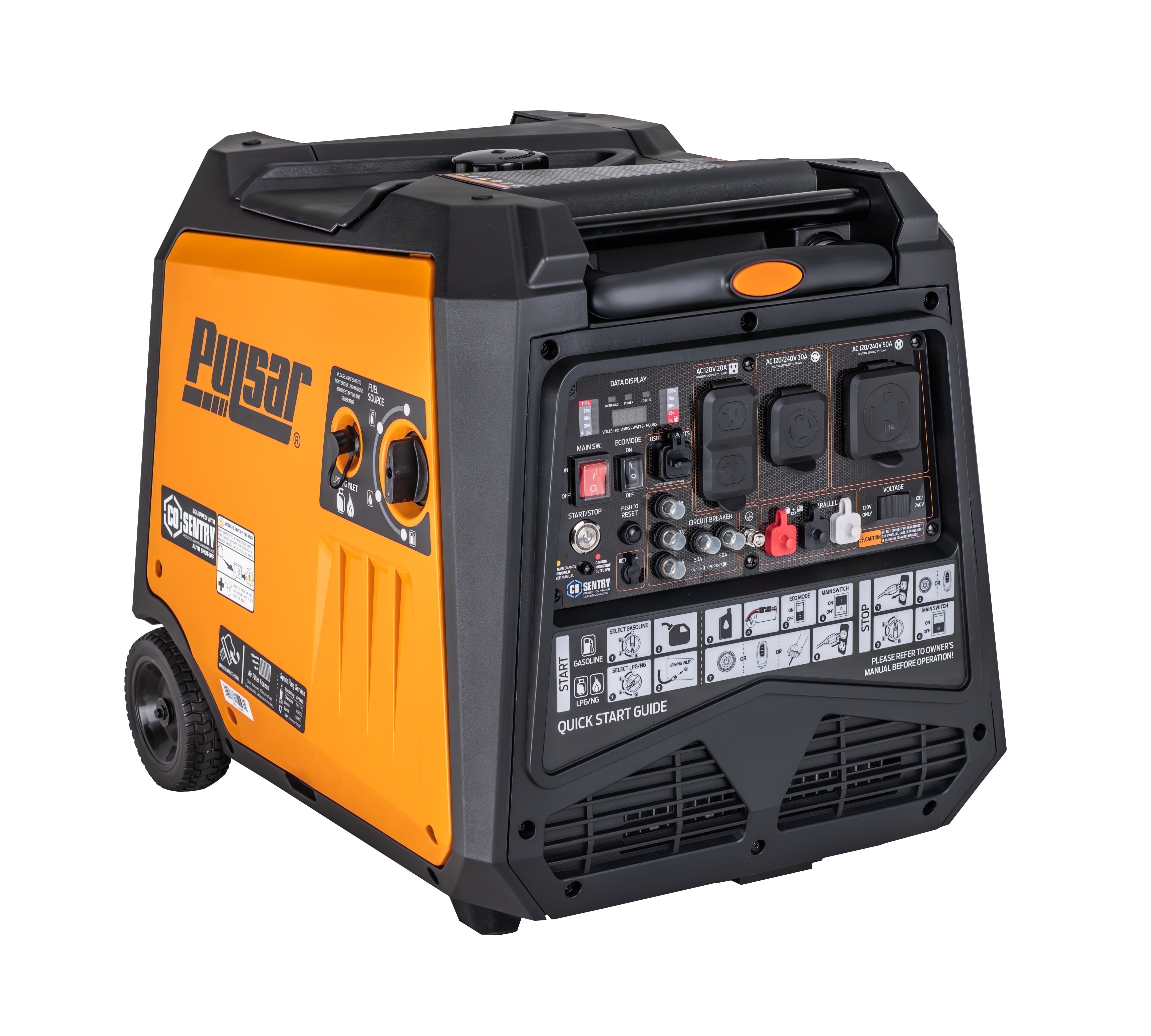 Pulsar 9500 Watt Tri Fuel Portable Inverter Generator, Remote