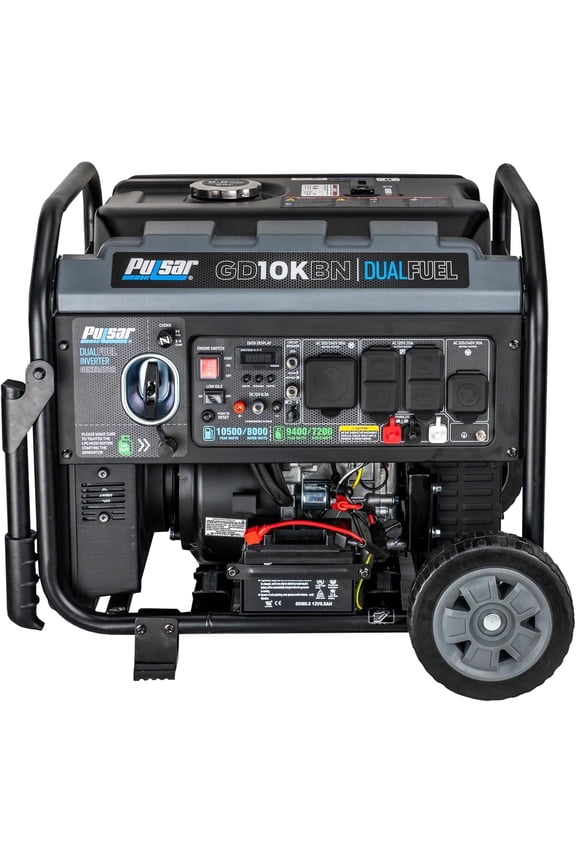 GD10KBN 10500W Dual Fuel Home Backup Portable Inverter Generator with Wheel Kit and Electric Start RV Ready