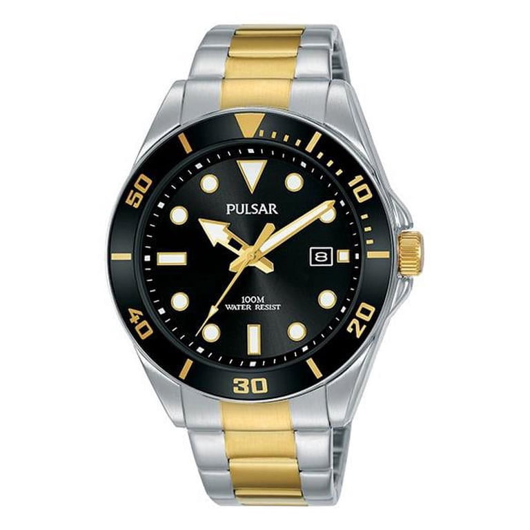 Pulsar PG8295 Sports Mens Watch - Silver, Gold & Black