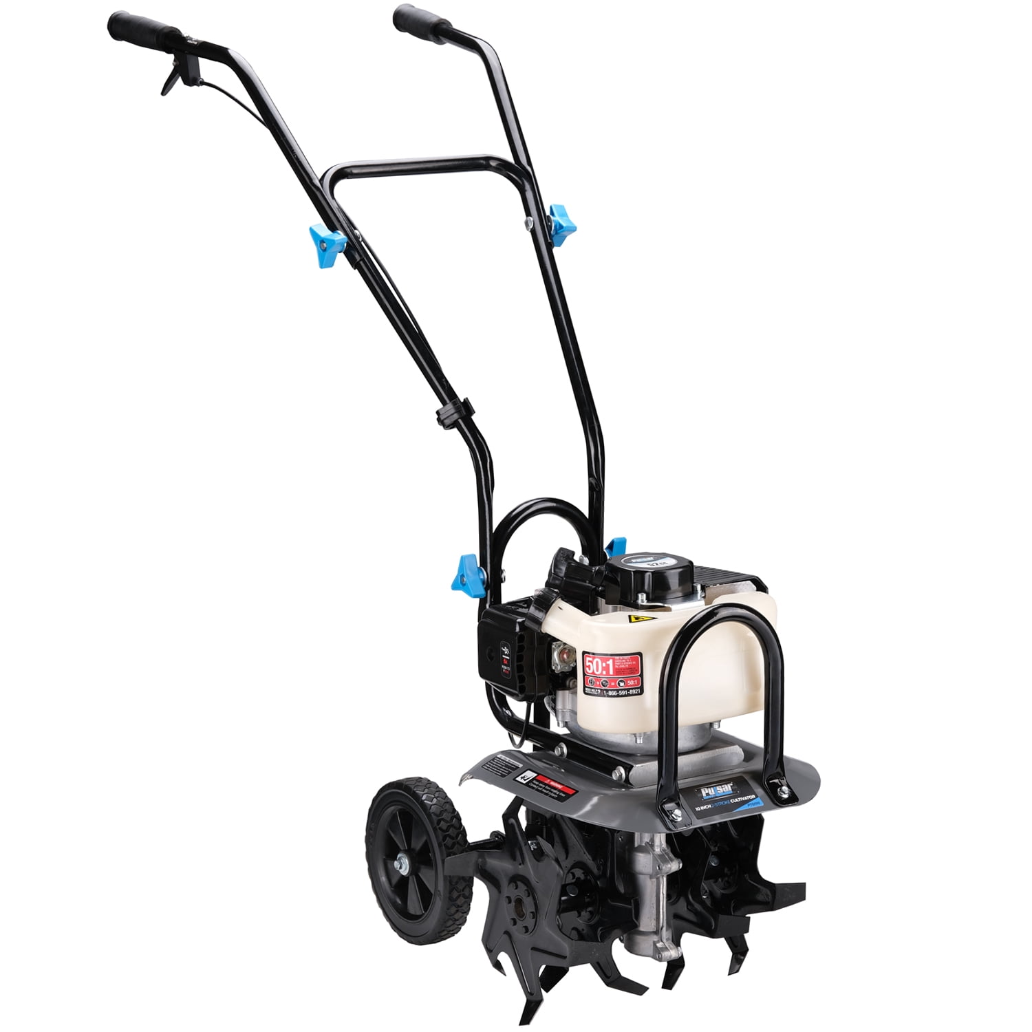 Pulsar PTG1110 10" Hand Cultivator & Tiller with 52cc 2-Stroke Engine Adjustable Depth