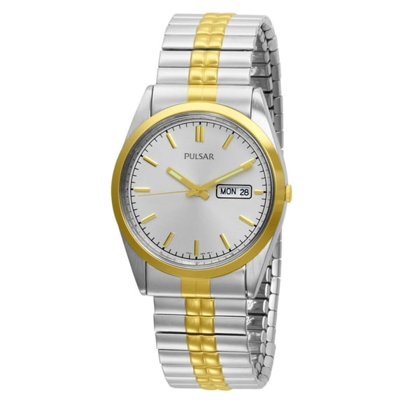 Pulsar PXF110 Men's Dress Two-Tone Stainless Steel Expansion Band Day Date Watch