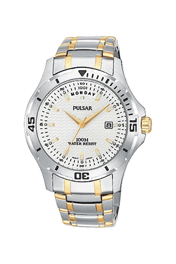 Two Tone Stainless Steel Silver DIial Quartz Men's Watch PVM025