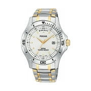 Pulsar Two Tone الفولاذ المقاوم للصدأ الفضي DIial Quartz Mens Watch PVM025