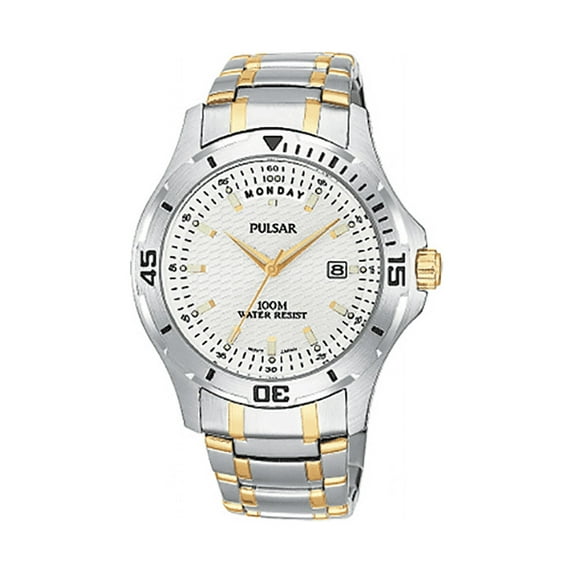 Pulsar Two Tone Stainless Steel Silver DIial Quartz Men's Watch PVM025