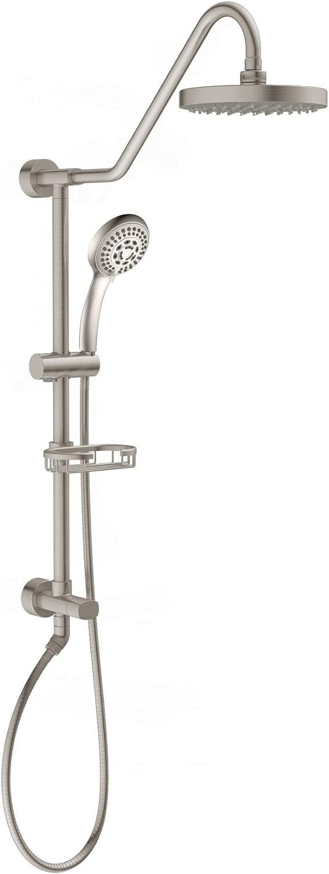 Kauai III 8-in Rain Showerhead Shower System with Slide Bar and Integrated Soap Dish Brushed Nickel 1.8 GPM