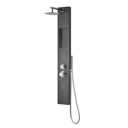 AquaNiche 8-in Rain Showerhead Showerspa with 4-Body Jets Built-in Niche and Handshower Gun Metal Black