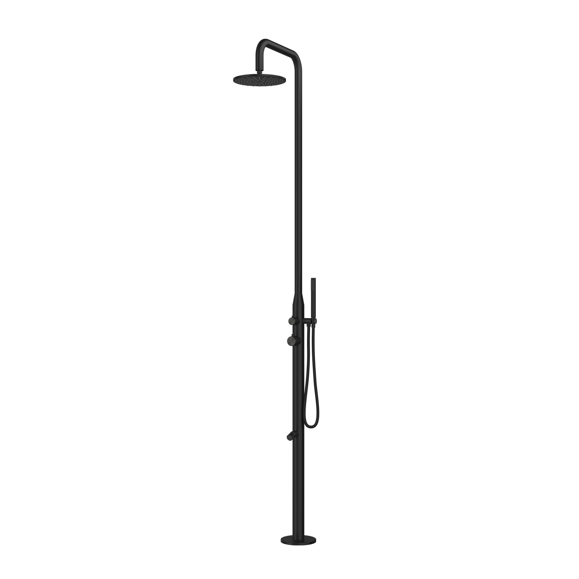 Matte Black Stainless Steel Outdoor Shower System with Hand Shower