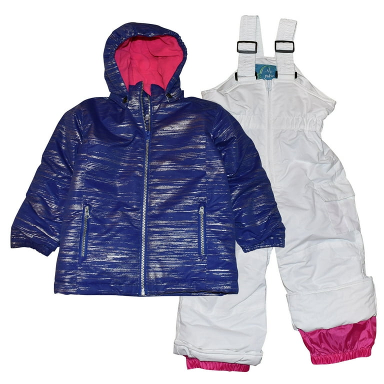 Pulse Little Girls Insulated Snowsuit 2T 6X Glitter Snow Jacket and Ski Bibs