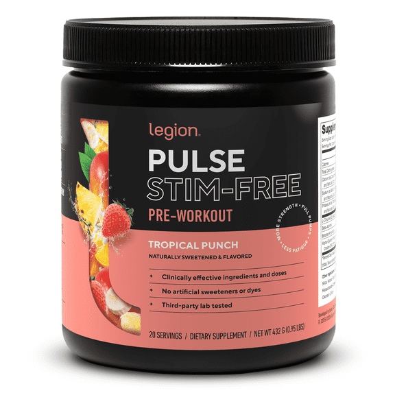 Pulse Natural Pre-Workout Supplement Caffeine-Free naturally sweetened and flavored
