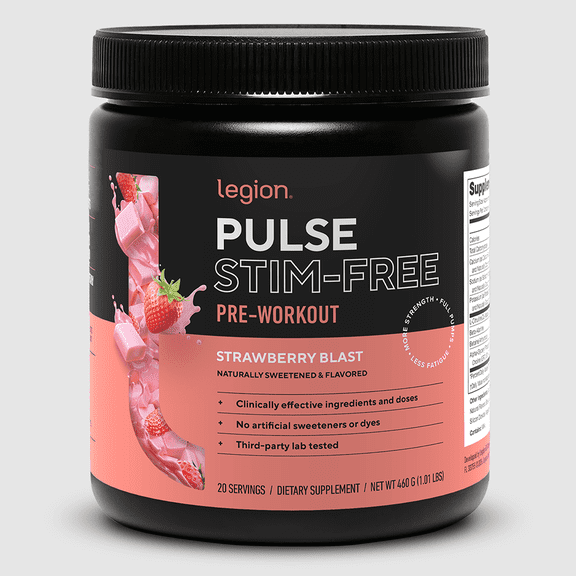 Pulse Natural Pre-Workout Supplement Caffeine-Free naturally sweetened and flavored