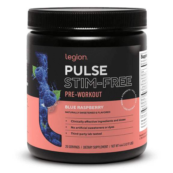 Pulse Natural Pre-Workout Supplement Caffeine-Free naturally sweetened and flavored
