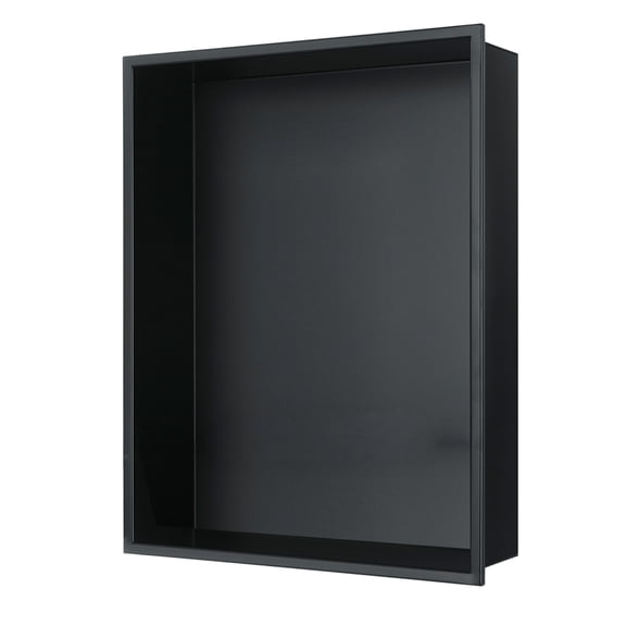 12-in x 16-in Ultra-thin Frame Recessed Stainless Steel Shower Niche Matte Black
