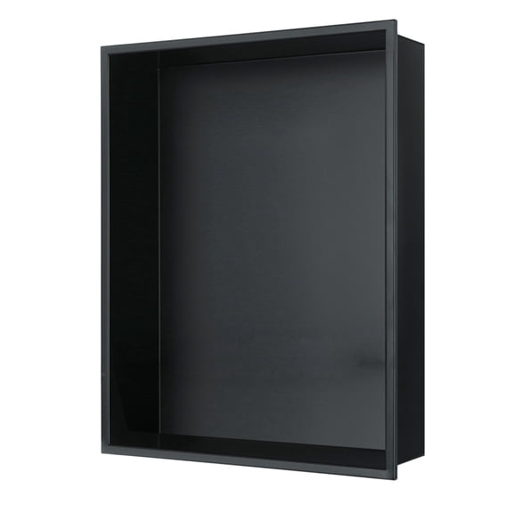 12-in x 16-in Ultra-Thin Frame Recessed Stainless Steel Shower Niche Matte Black