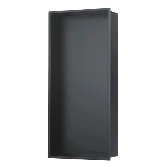 12-in x 24-in Ultra-thin Frame Recessed Stainless Steel Shower Niche Gun Metal Black
