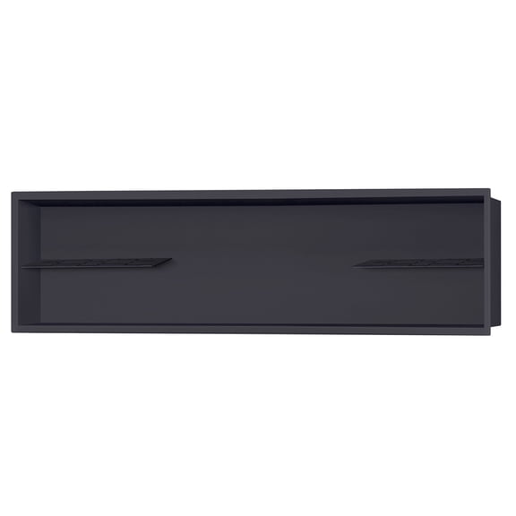 12-in x 48-in Ultra-thin Frame Recessed Stainless Steel Shower Niche with 2-Accessory Shelves Matte Black