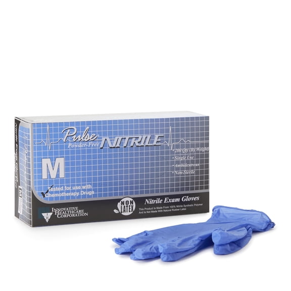 Pulse Nitrile Disposable Nitrile Exam Glove Standard Cuff Length MEDIUM 177202 200 per Box