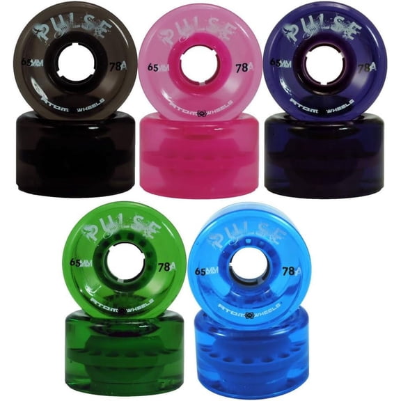 Pulse Outdoor Quad Roller Skate Wheels, 65mm, Pink, 78A