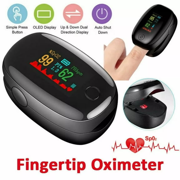 Pulse Oximeter, Accurate Blood Oxygen Saturation Level (SpO2), Perfusion Index (PI), Pulse Rate (PR), Pulse Ox with Heart Rate