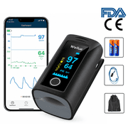 Wellue Bluetooth Pulse Oximeter with App, Fingertip Blood Oxygen Saturation & Pulse Rate Monitor, Fast 8s Reading, OLED Display, Trend Tracking & PDF Reports