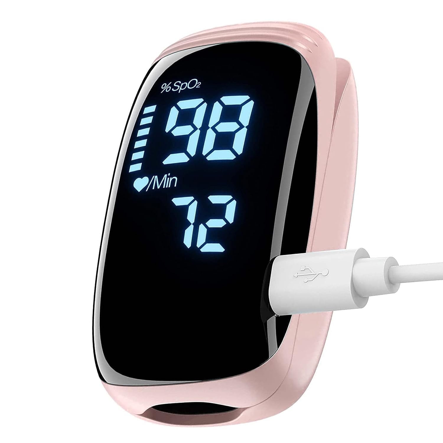 Pulse Oximeter Fingertip with Rechargeable, Oxygen Meter Finger Pulse Oximeter, Rechargeable Pulse Oximeter, Accurate Fast Oximetry SpO2 Reading for Outdoor Sports Home Wide Use (Pink)