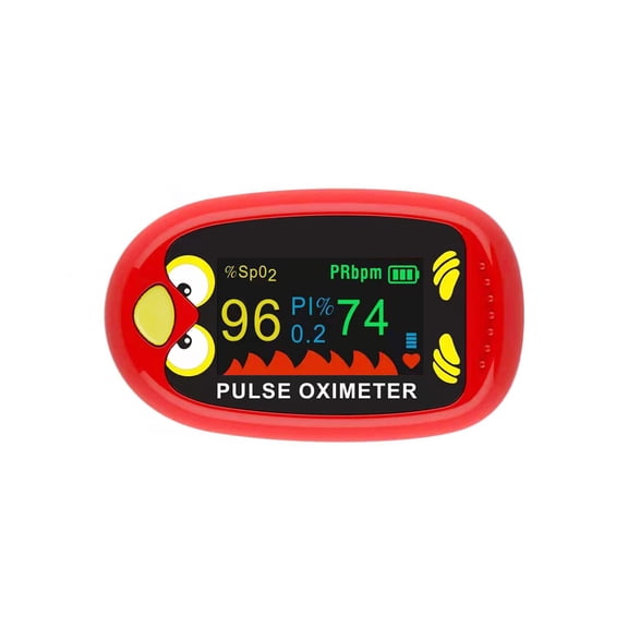 Pulse Oximeter,Rechargeable Kids Pulse Oximeter Oxygen,Monitor Fingertip Pulse Oximeter Fingertip with Charging Cable,Oximetro with Lanyard(Red)