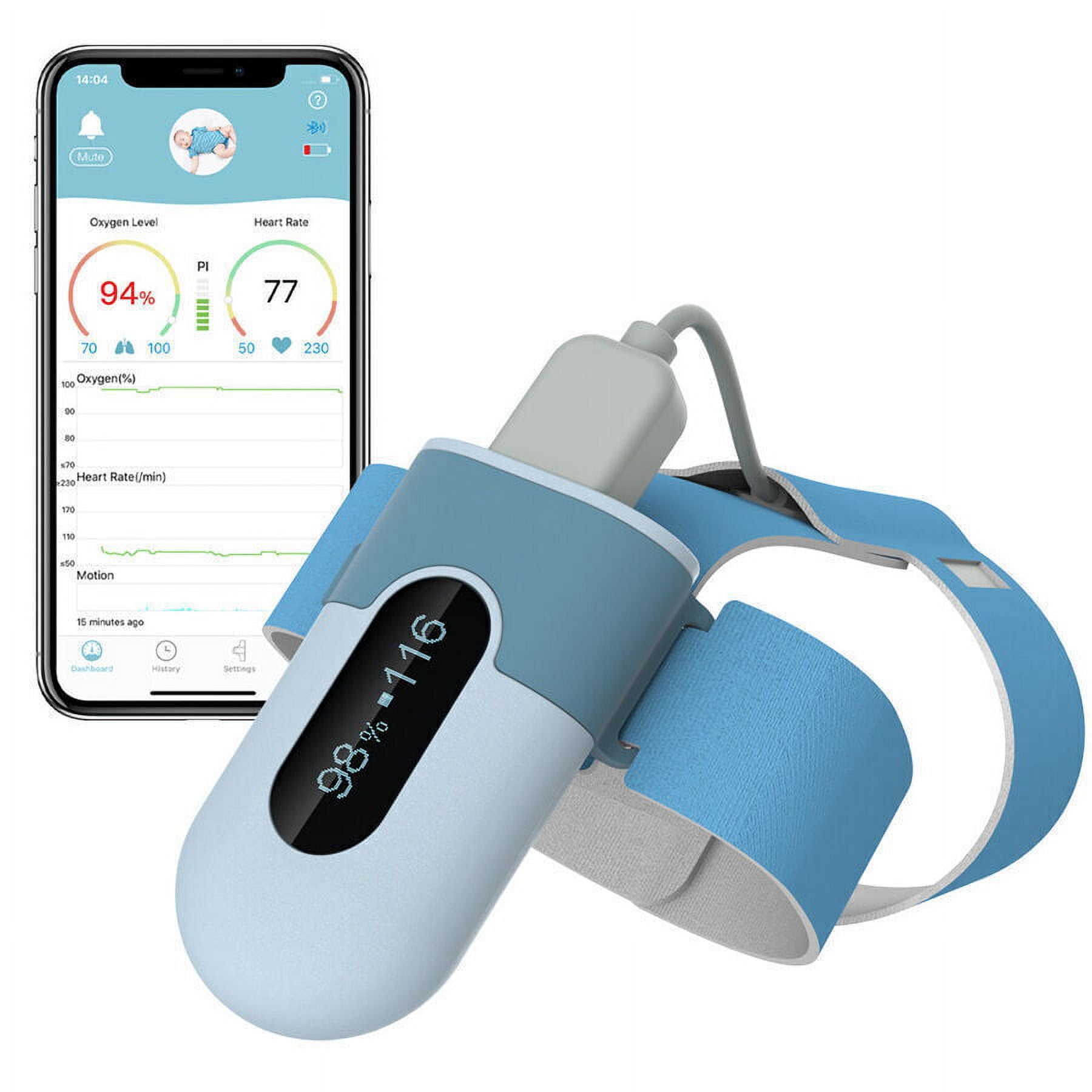 Pulse Oximeter for Baby with Alarm Baby Monitor Monitoring Heart Rate