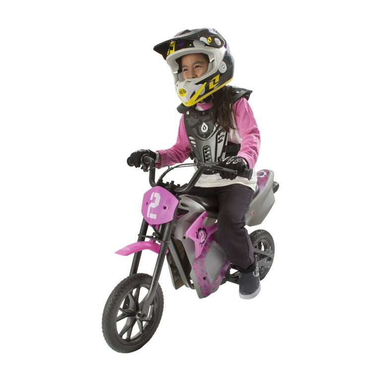 Pulse Performance Products EM 1000 Kids Electric Motorcycle Ages 8 24V battery 10 MPH Puncture Proof Tires hand Brake