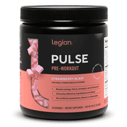 Legion Athletics Pulse Pre-Workout Supplement, Strawberry Blast, Naturally Sweetened With No Added Sugar, 350mg Caffeine, 20 Servings, High Performance Energy & Focus Powder
