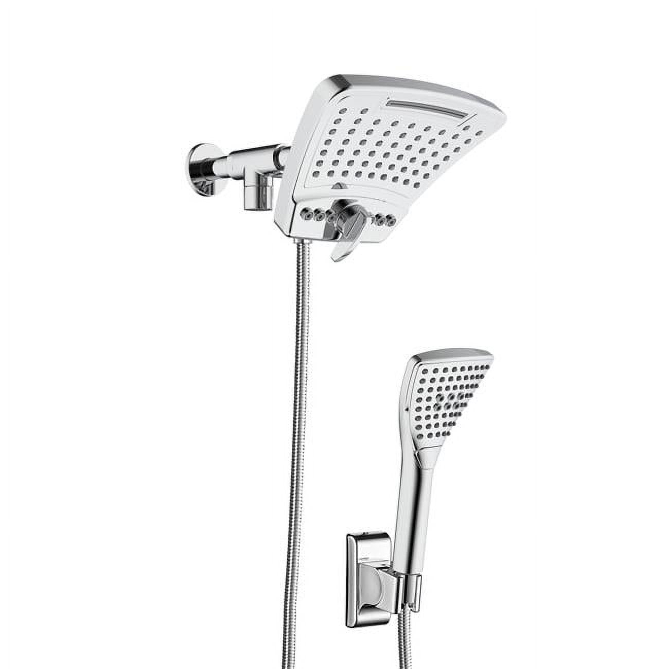 Chrome Wall Mounted Dual Shower Heads with Handheld Pulse