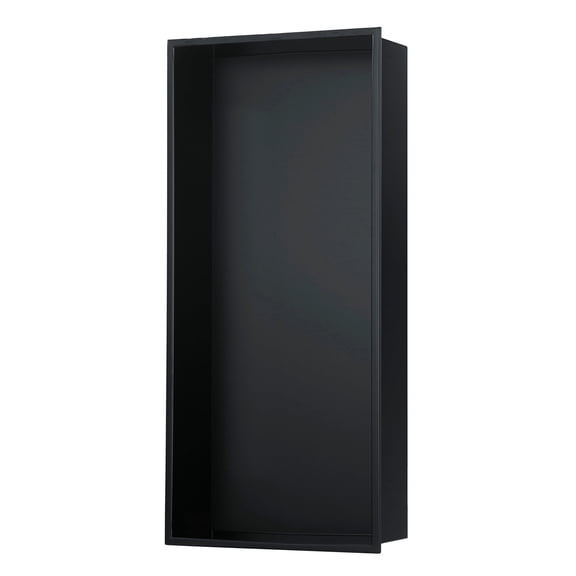 12-in x 24-in Ultra-thin Frame Recessed Stainless Steel Shower Niche Matte Black