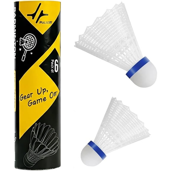 PulseITShuttle Nylon Badminton Shuttlecock Durable Feather-Like Shuttle, High Speed & Stability for Indoor & Outdoor Play. Lightweight Shuttle for Training & Professional Use (Pack of 6- White)