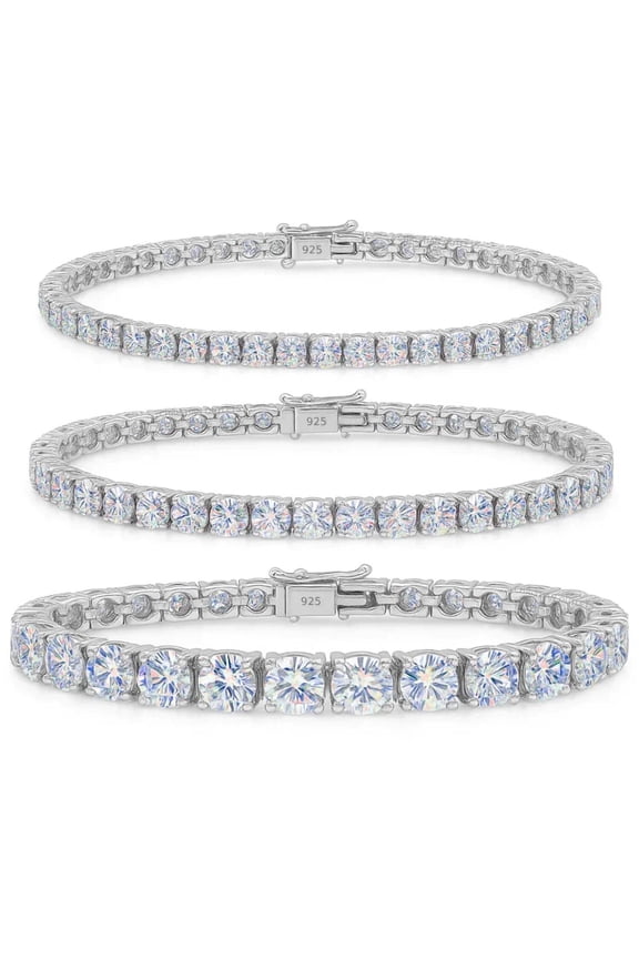 Pulseras de Tenis de Plata de Ley 925 con Moissanita y Certificado GRA Para Hombre y Mujer