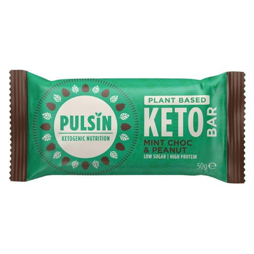 Pulsin Choc Mint & Peanut Vegan Keto Bar 50g, British Import (Pack of 3)