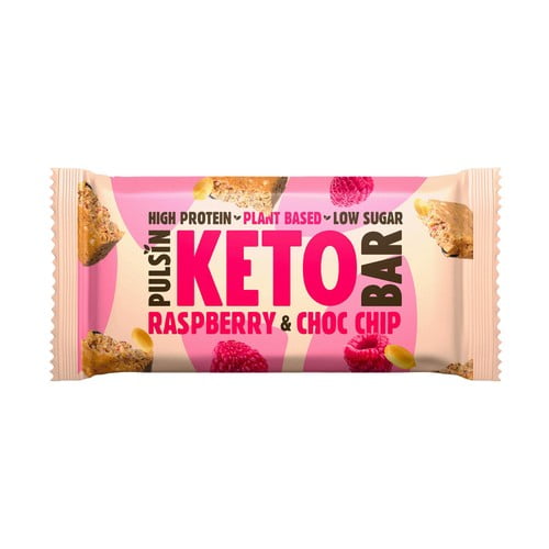 Pulsin Keto Bar Raspberry & Choc Chip 50g, British Import (Pack of 3)