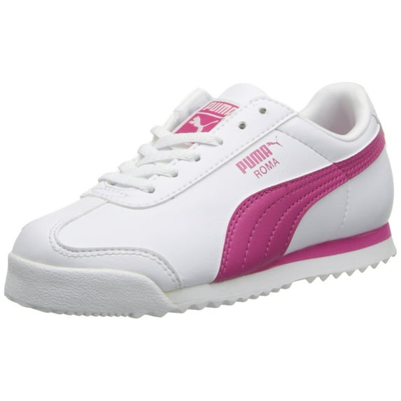 Puma 354259-22: Girl's Roma Basic Jr White/Fuchsia Purple Sneaker