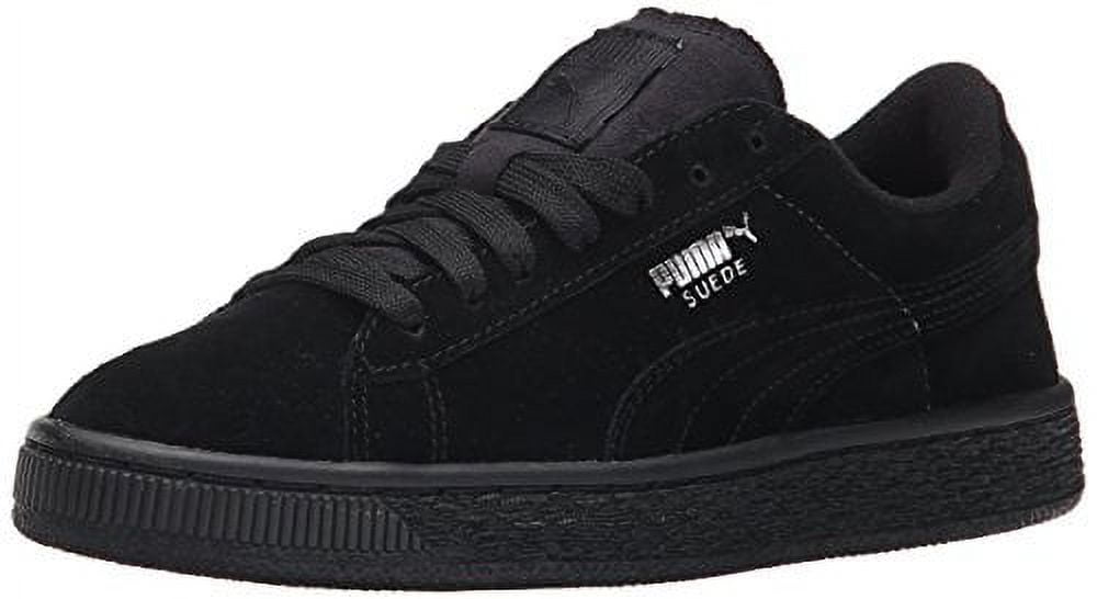 Puma 355110-52: Suede Jr Classic Black/Puma Silver Kids Sneakers (7 M US Big Kid)
