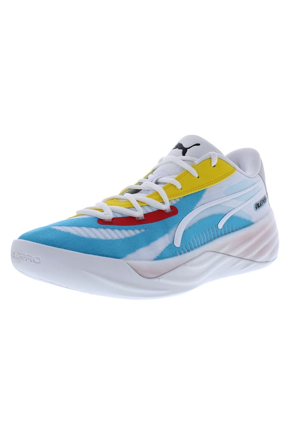 All Pro Nitro Mens Shoes Size 11.5, Color: Puma White/Pele Yellow/Aqua