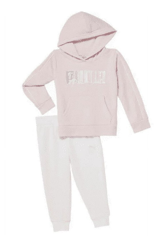 Baby Girls Pink 2 Piece Fleece Pullover Hoodie & Jogger Set, US 6