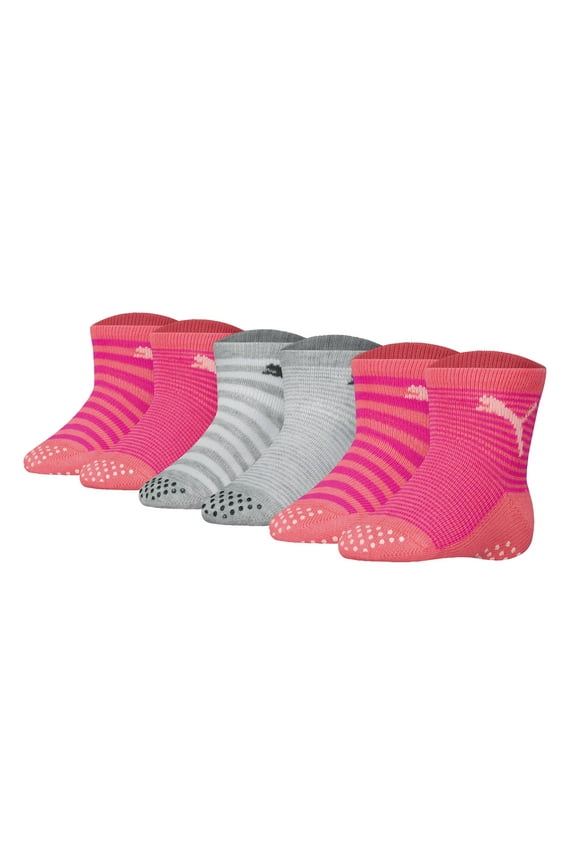 Baby Unisex Socks, Pack Of 6 - Abs Socks Ecom 6P Grey/Pink 23-26